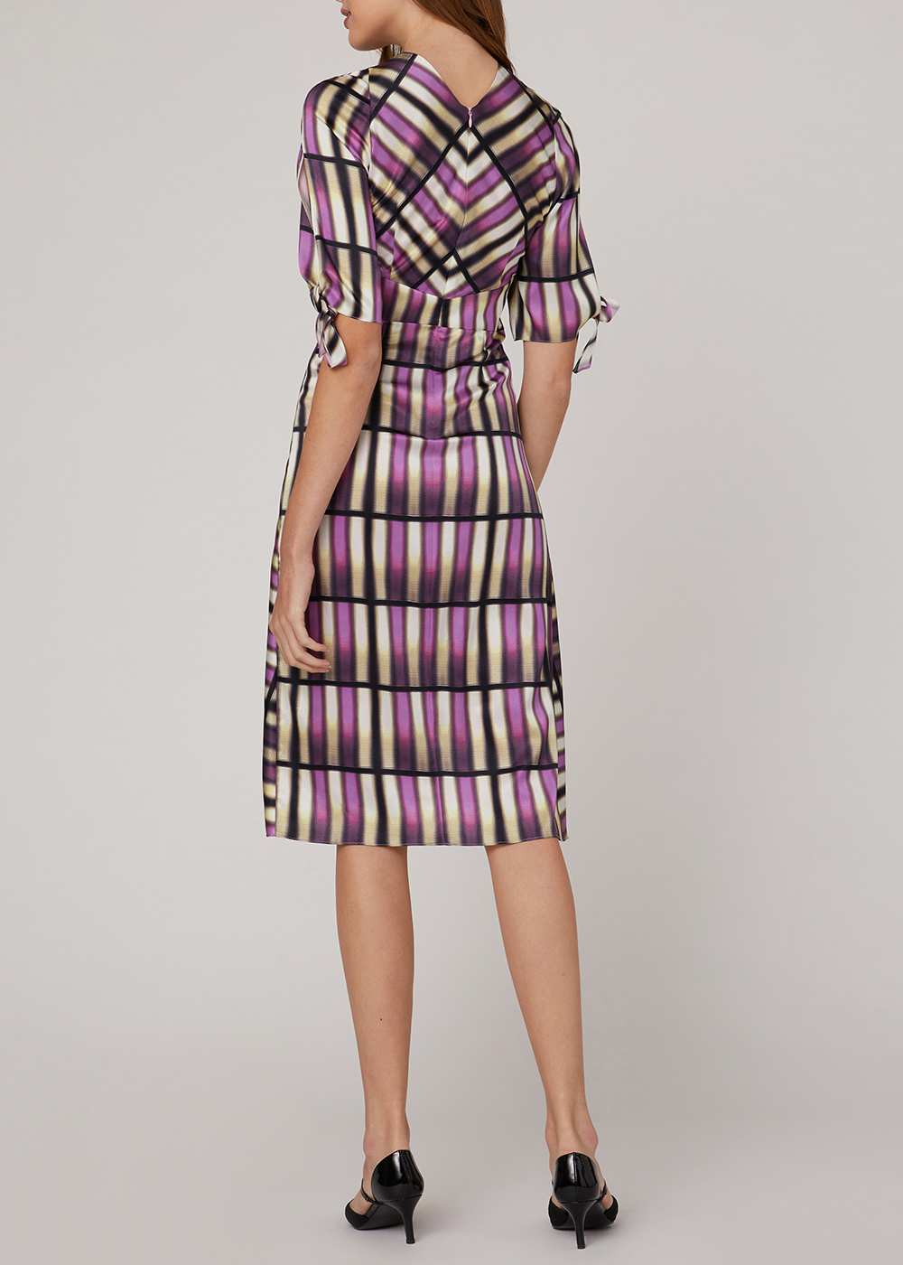 SALAZIA Pink Sailing Plaid Silk Dresses