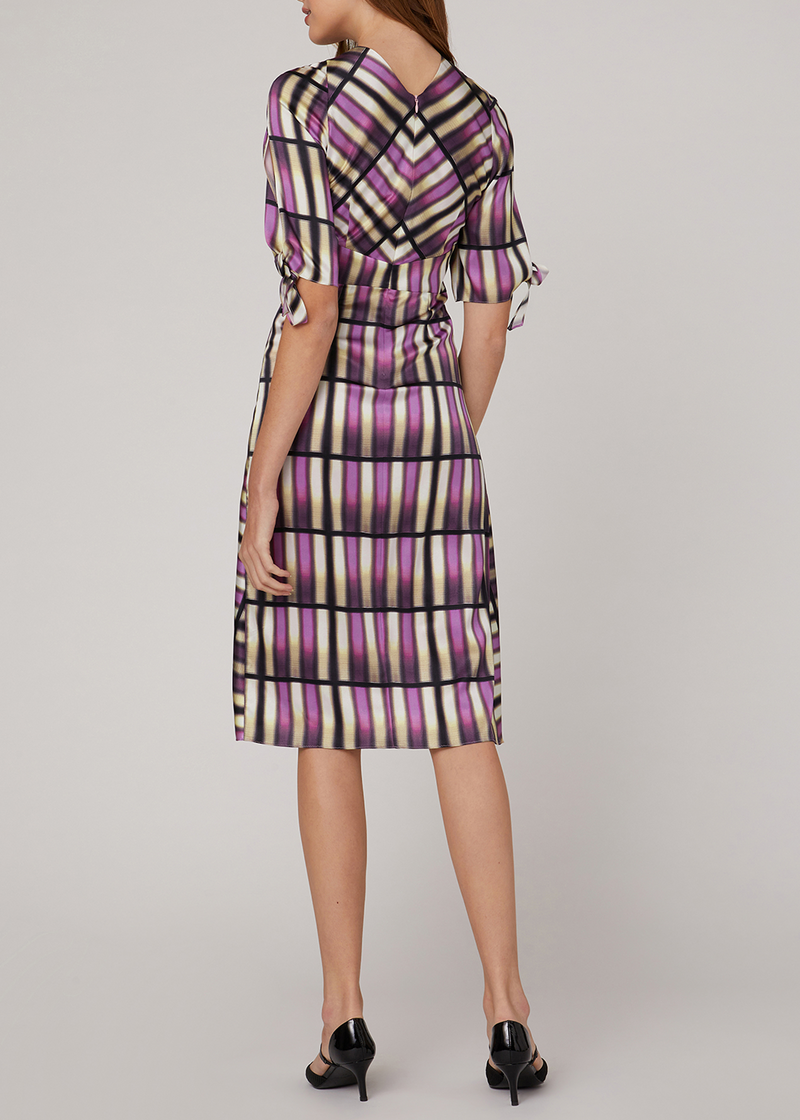 SALAZIA Pink Sailing Plaid Silk Dresses