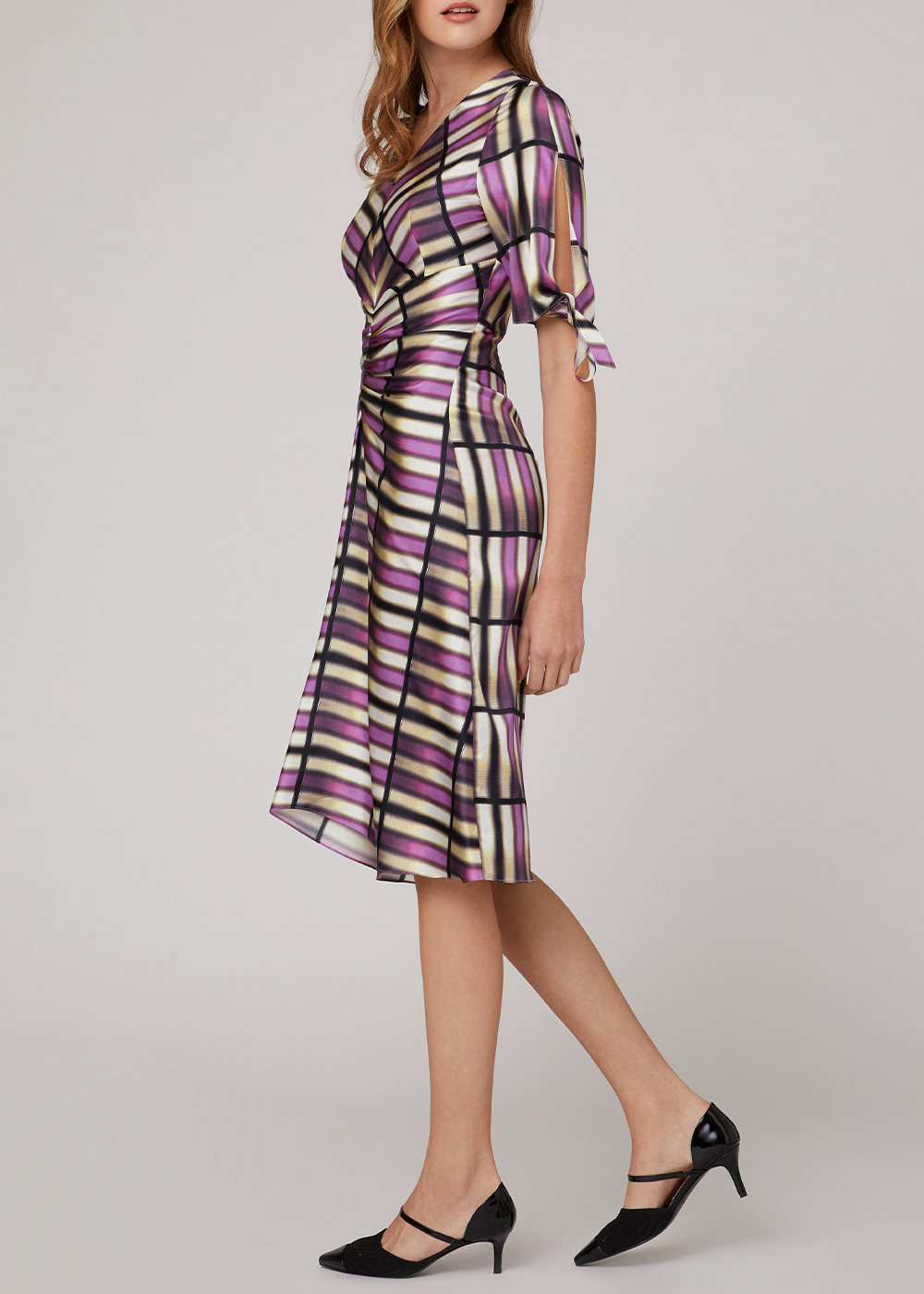 SALAZIA Pink Sailing Plaid Silk Dresses
