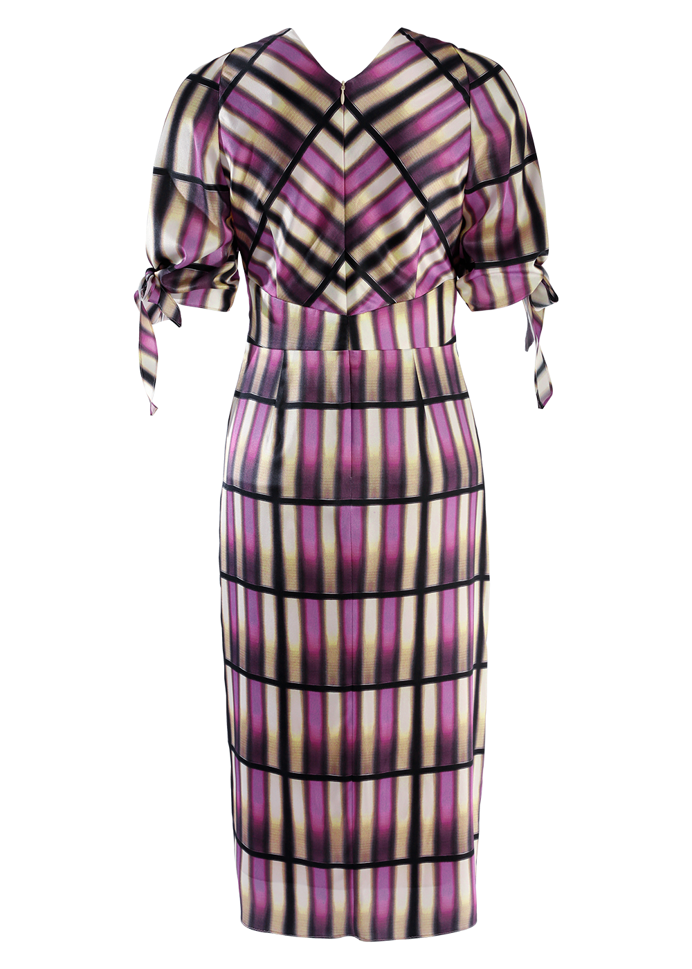 SALAZIA Pink Sailing Plaid Silk Dresses