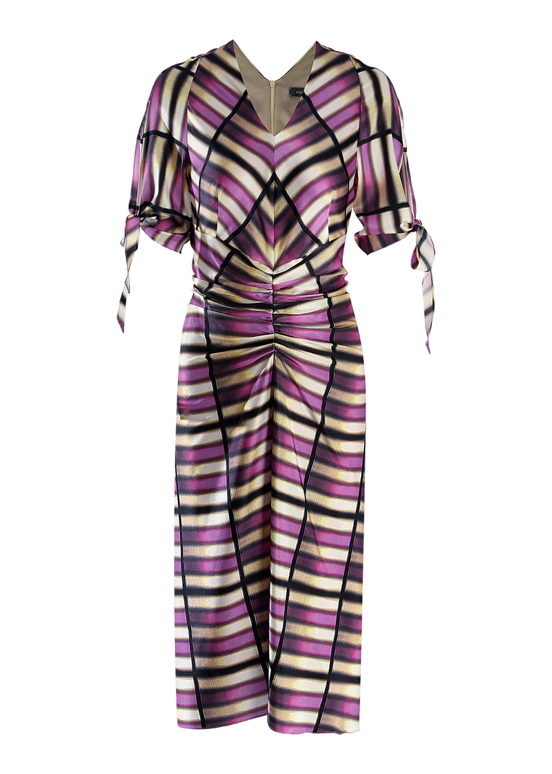 SALAZIA Pink Sailing Plaid Silk Dresses