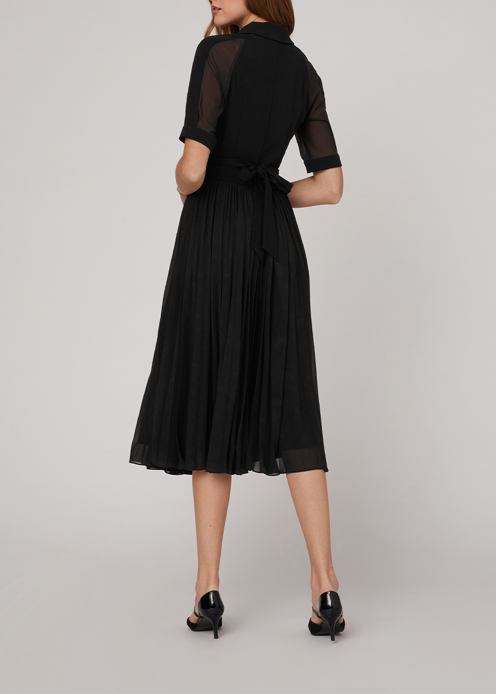 SALAZIA Black Polyester-Triacetate Blend Long-Sleeve Dresses
