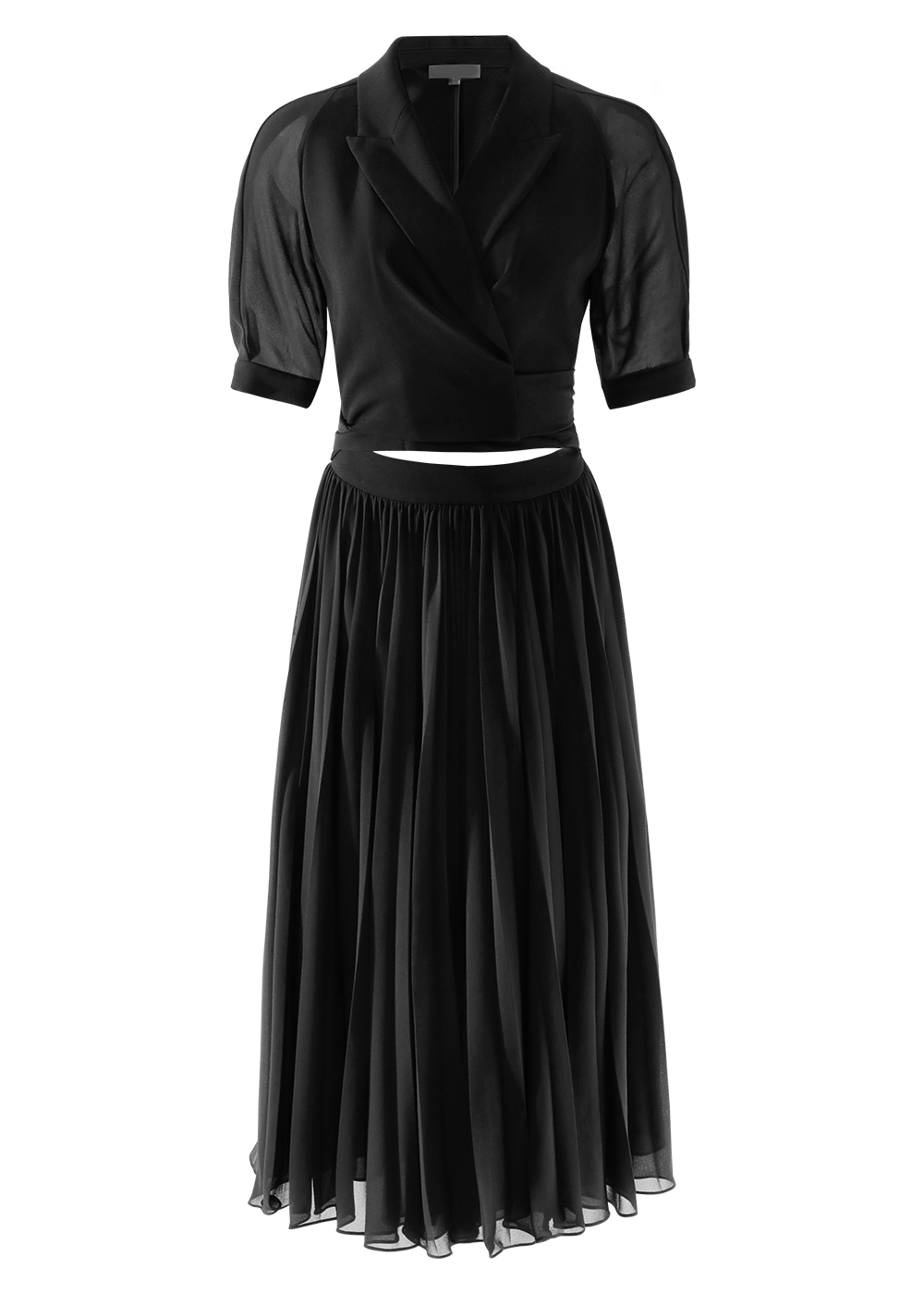SALAZIA Black Polyester-Triacetate Blend Long-Sleeve Dresses