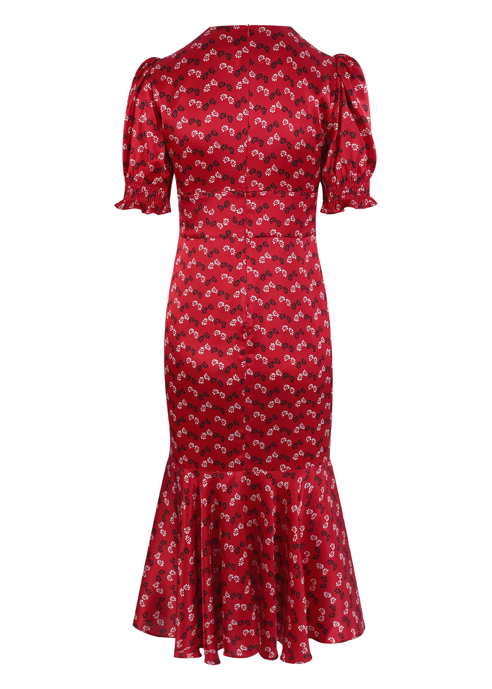 SALAZIA Red Floral Silk Stretch Dresses
