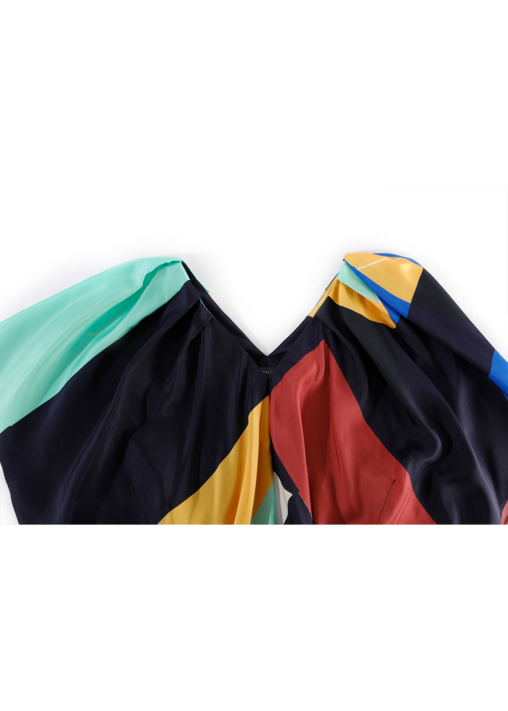 SALAZIA Colorful Color Block Silk Dresses