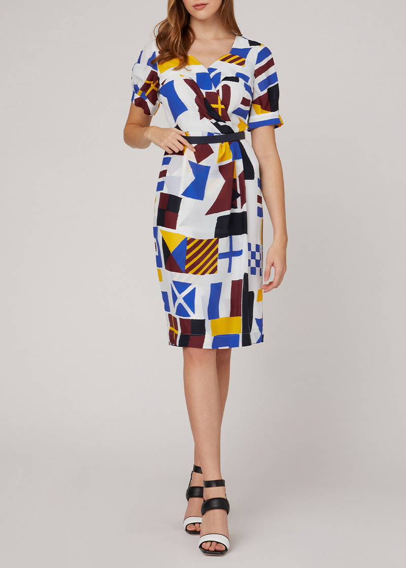 SALAZIA Colorful Square Block Silk Dresses