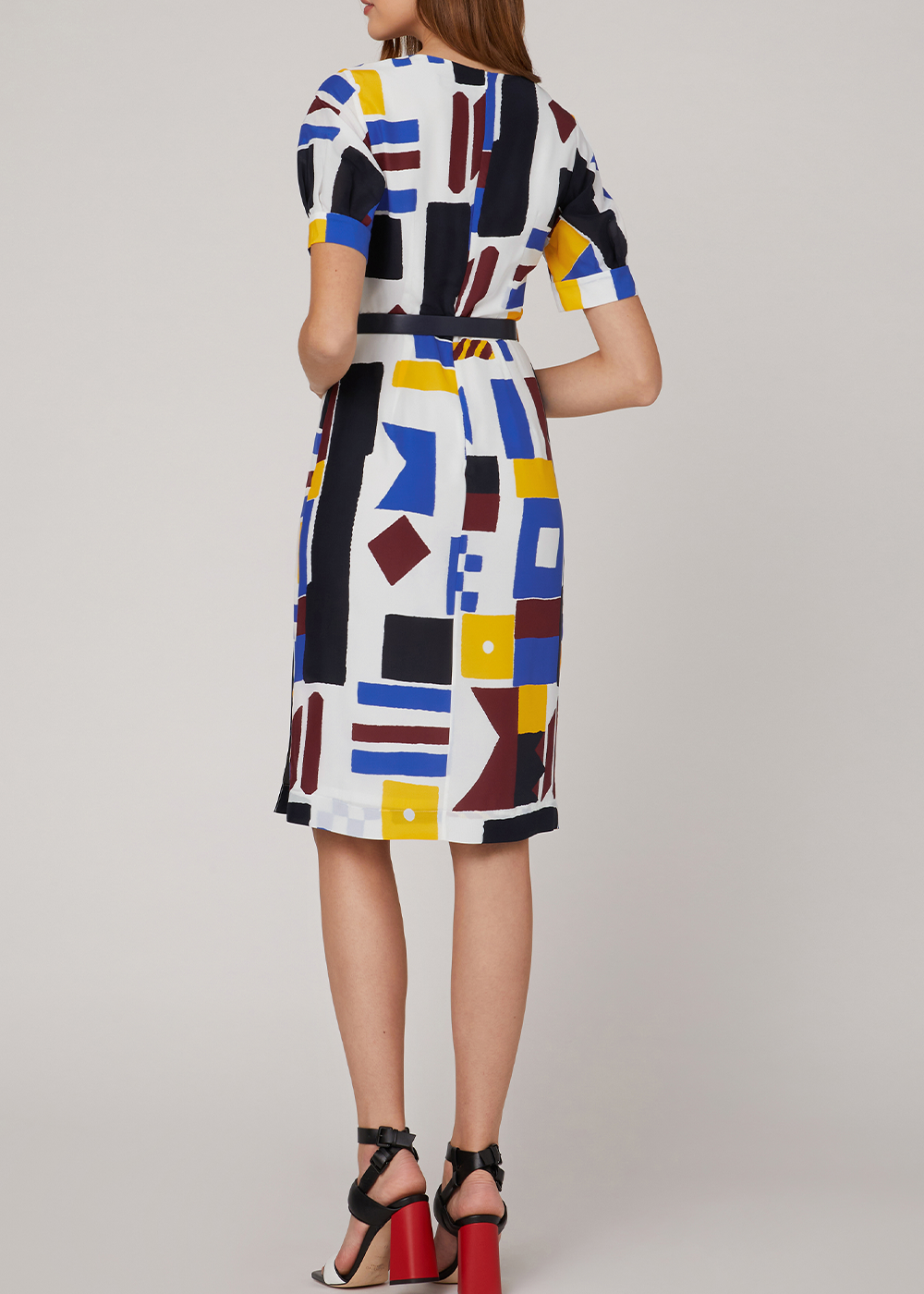 SALAZIA Colorful Square Block Silk Dresses