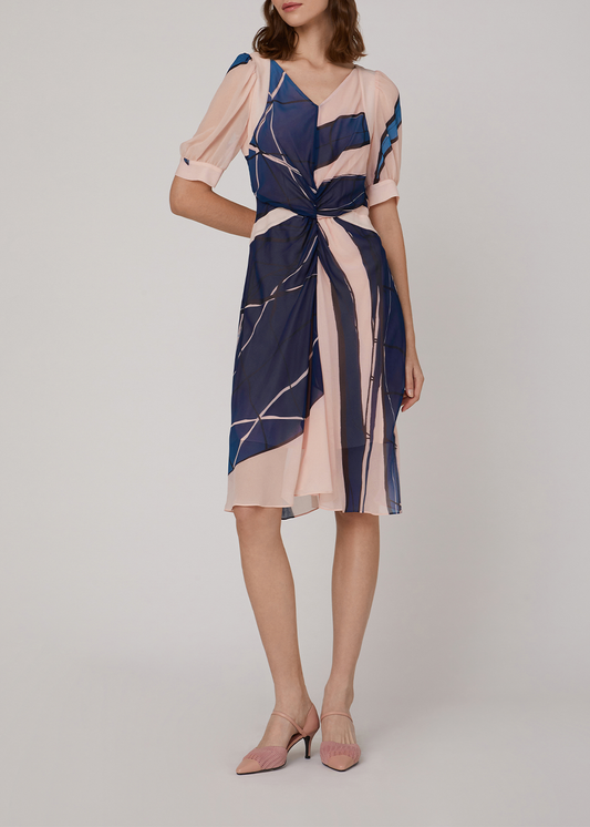 SALAZIA Pink Dreamscape Short-Sleeve Dresses