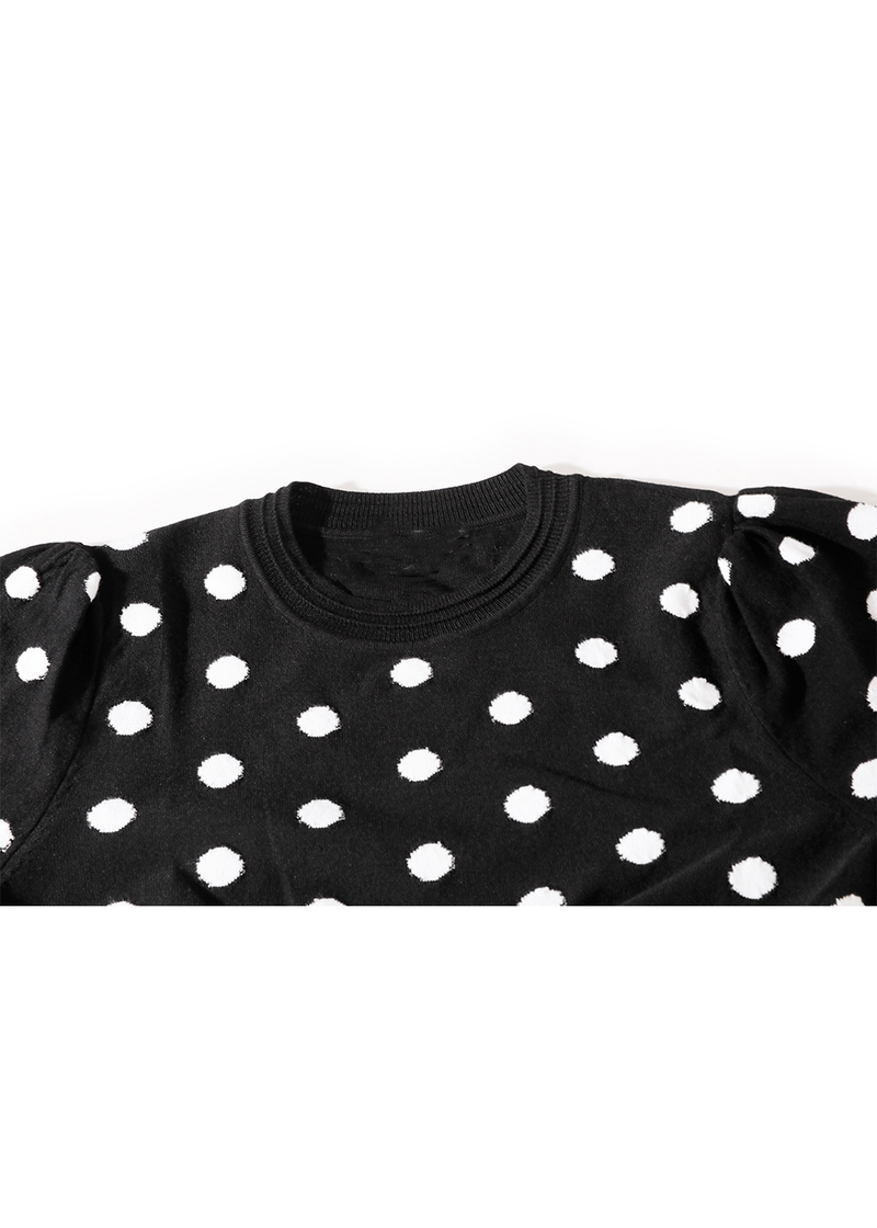 SALAZIA Black-White Colorblock Knit Dresses