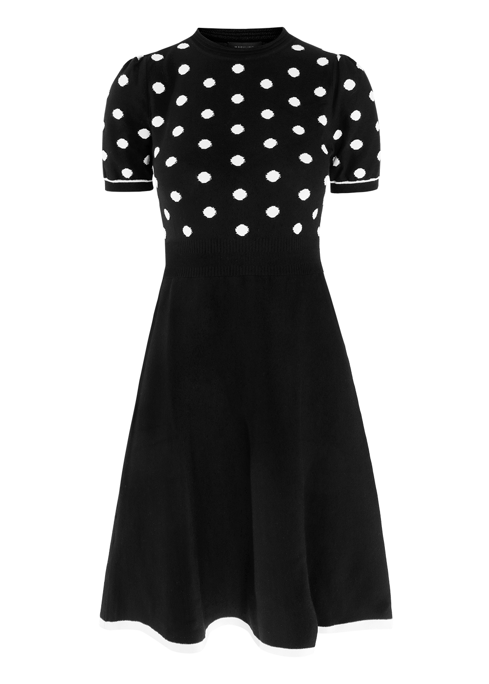 SALAZIA Black-White Colorblock Knit Dresses