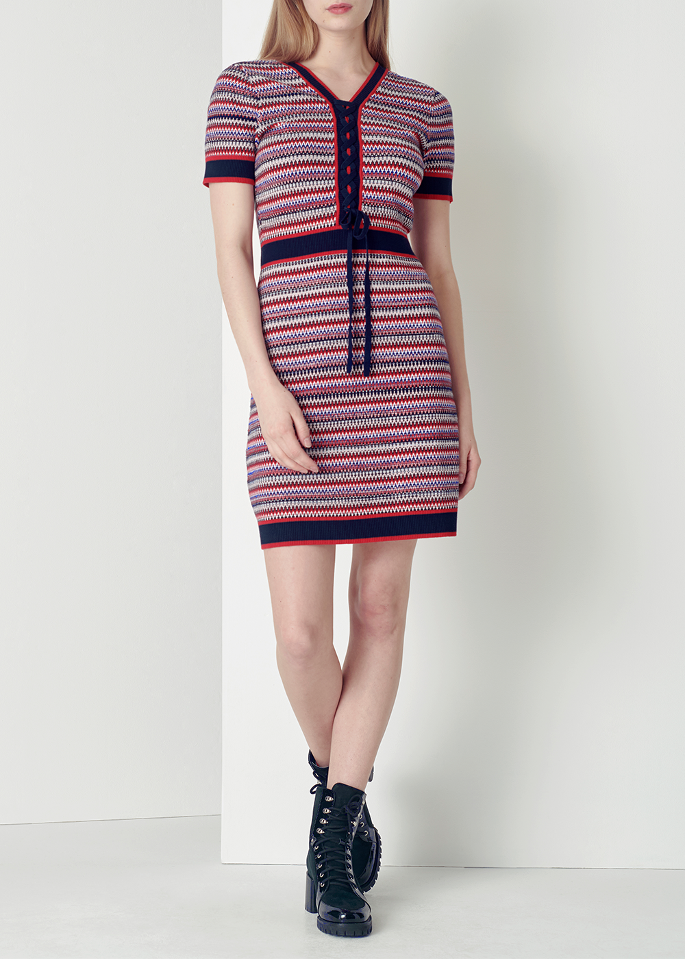 SALAZIA Multi-Color Stripe Viscose Knit Dresses