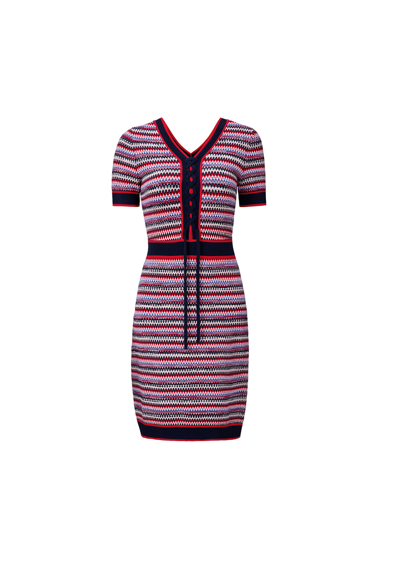 SALAZIA Multi-Color Stripe Viscose Knit Dresses