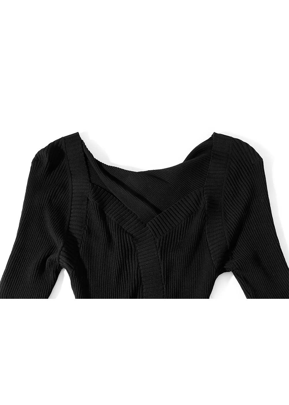 SALAZIA Black Viscose-Polyester Knit Short-Sleeve Dresses