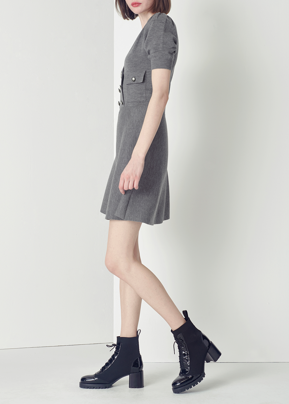 SALAZIA Smoke Gray Wool Knit Dresses