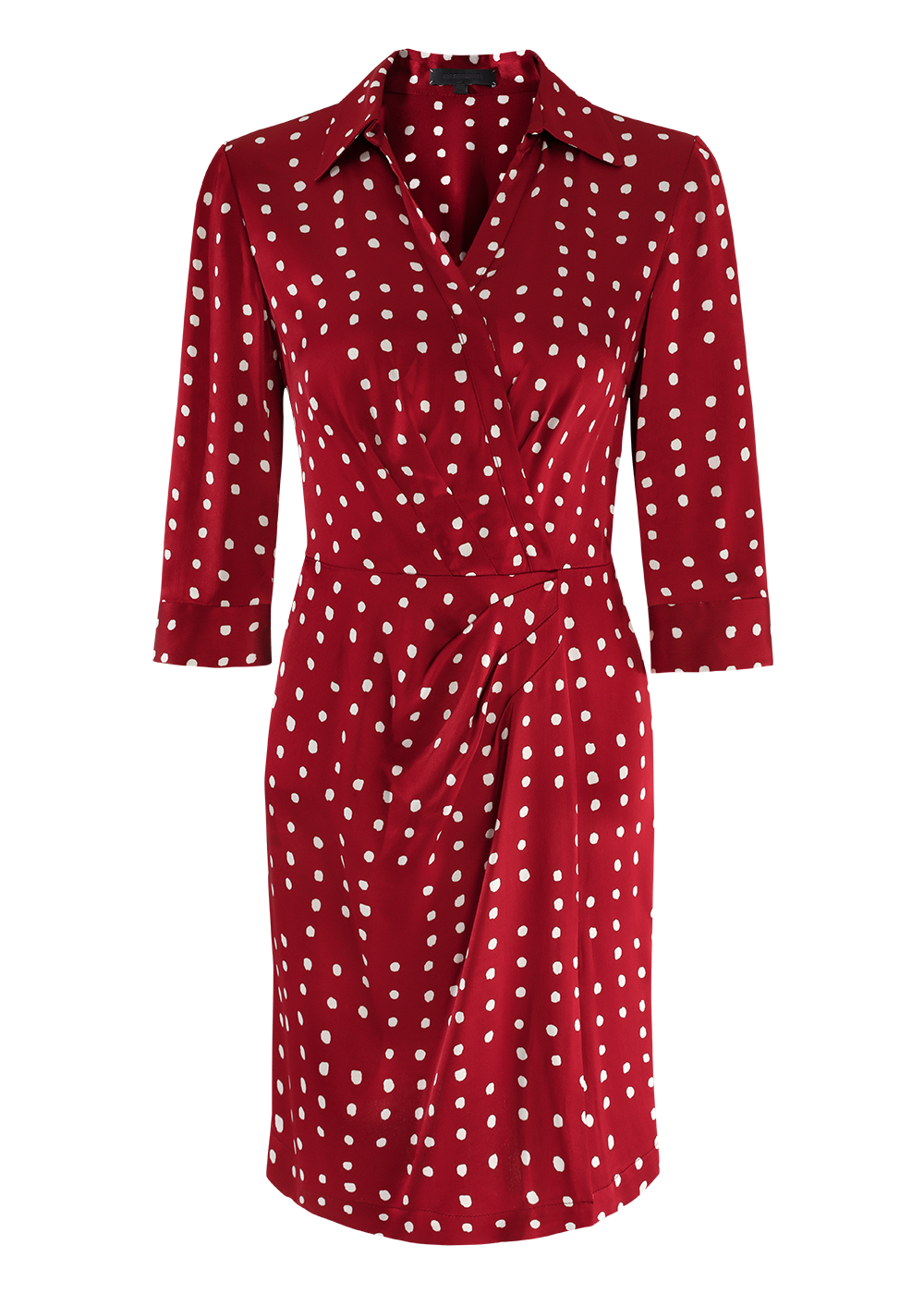 SALAZIA Red Polka Dot Viscose Long-Sleeve Dresses