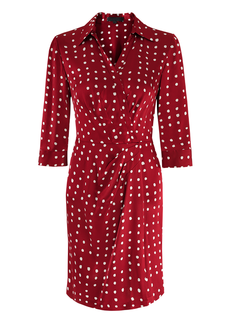 SALAZIA Red Polka Dot Viscose Long-Sleeve Dresses