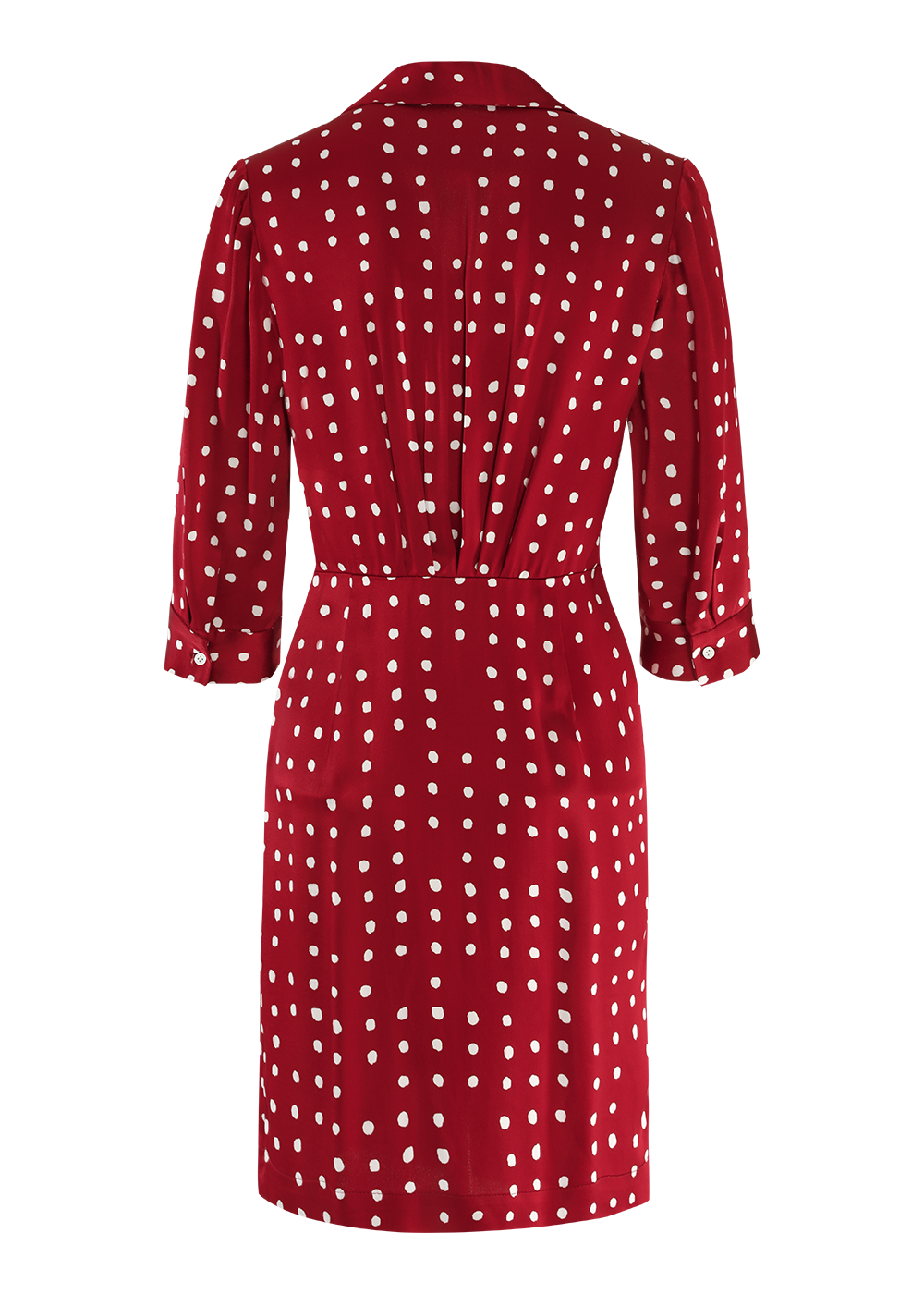 SALAZIA Red Polka Dot Viscose Long-Sleeve Dresses