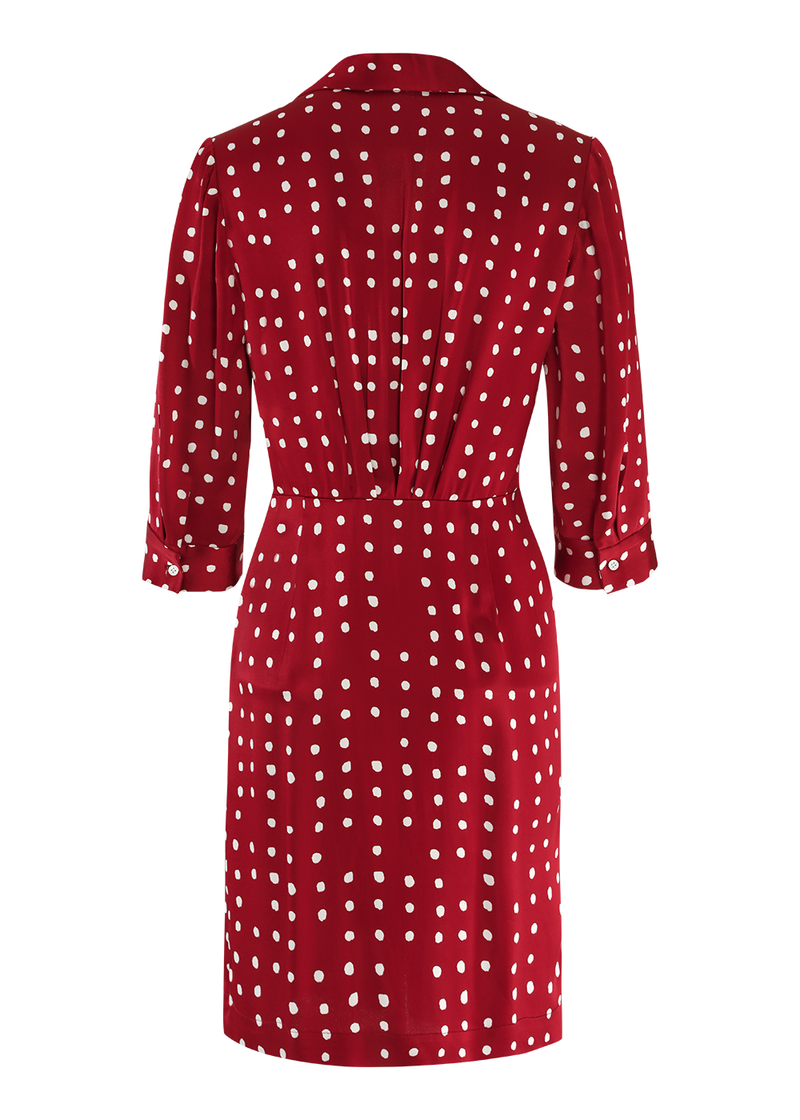 SALAZIA Red Polka Dot Viscose Long-Sleeve Dresses