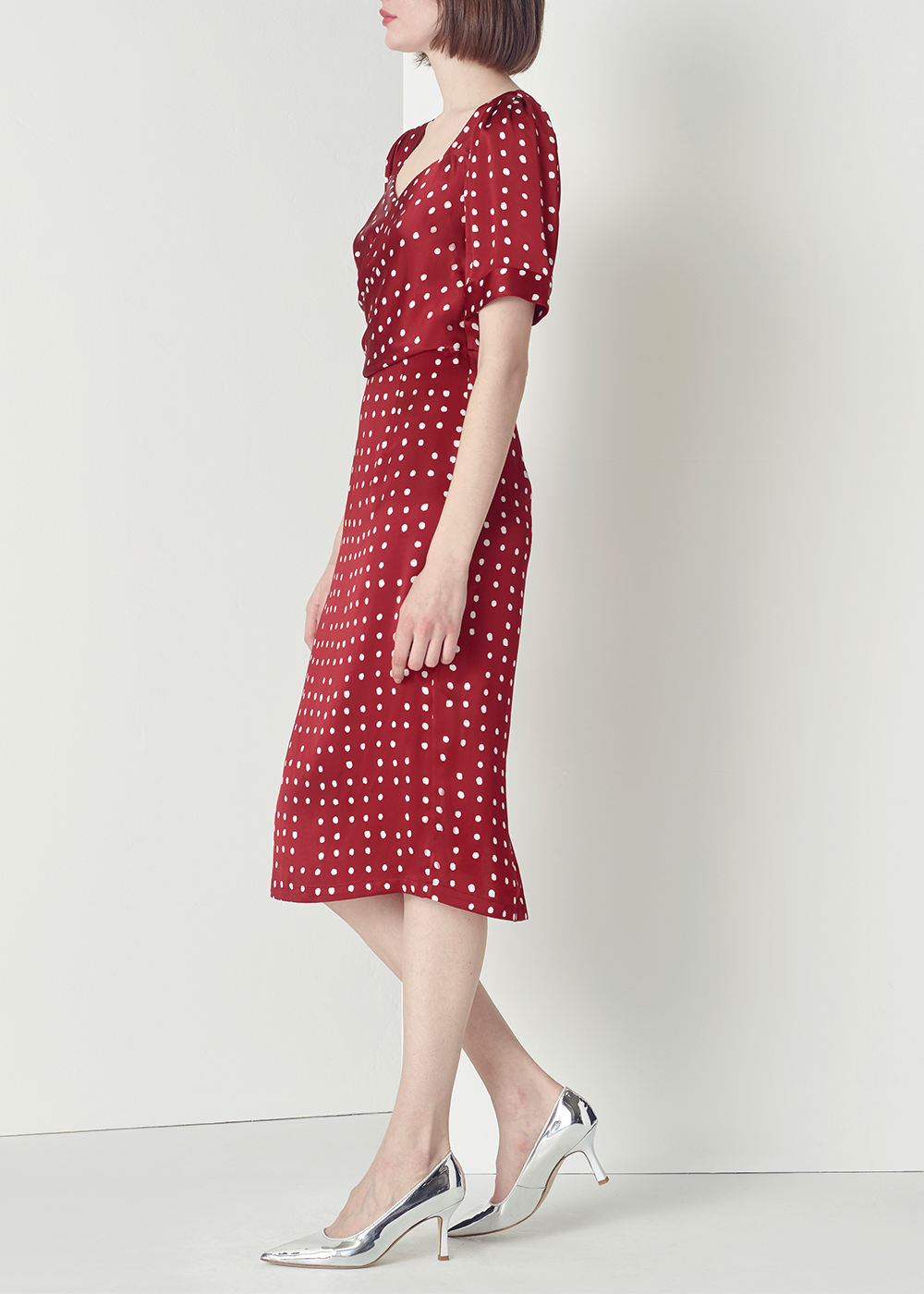 SALAZIA Red Polka Dot Viscose Dresses