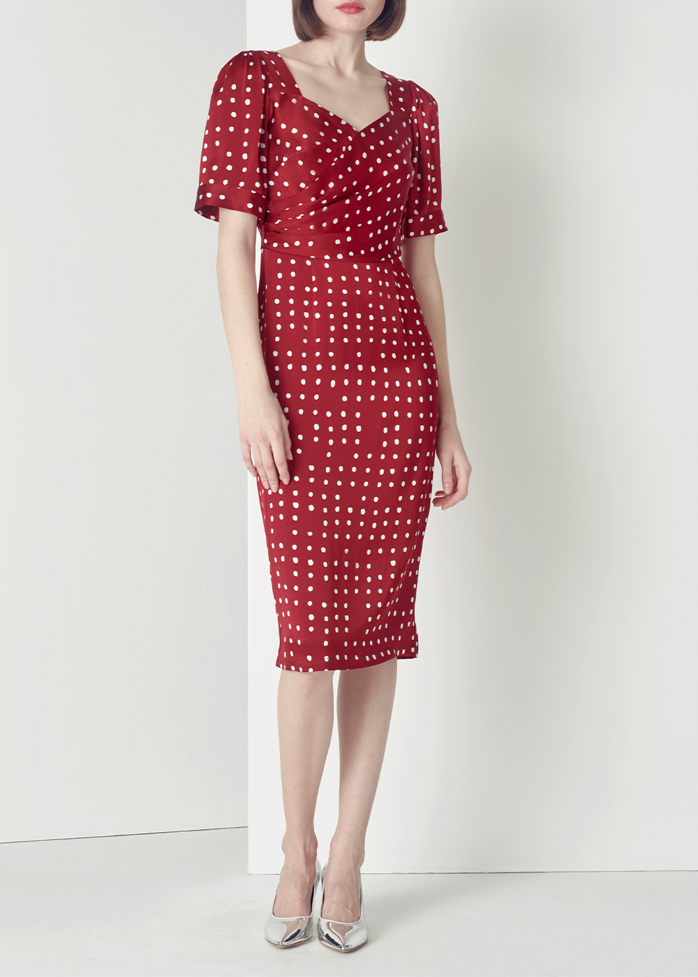 SALAZIA Red Polka Dot Viscose Dresses