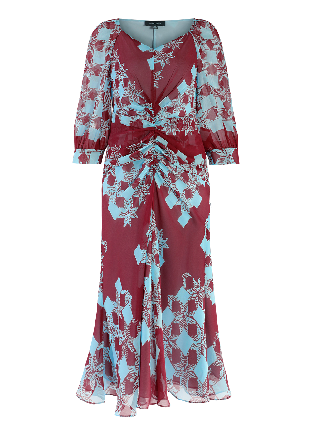 SALAZIA Pink-Blue Deep Red Mosaic Dresses