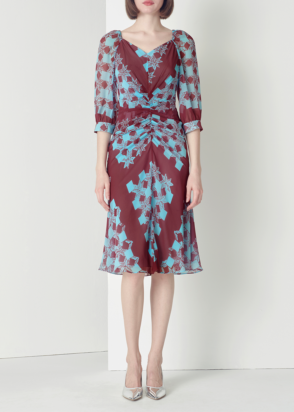 SALAZIA Pink-Blue Deep Red Mosaic Dresses
