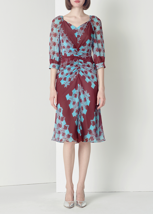 SALAZIA Pink-Blue Deep Red Mosaic Dresses
