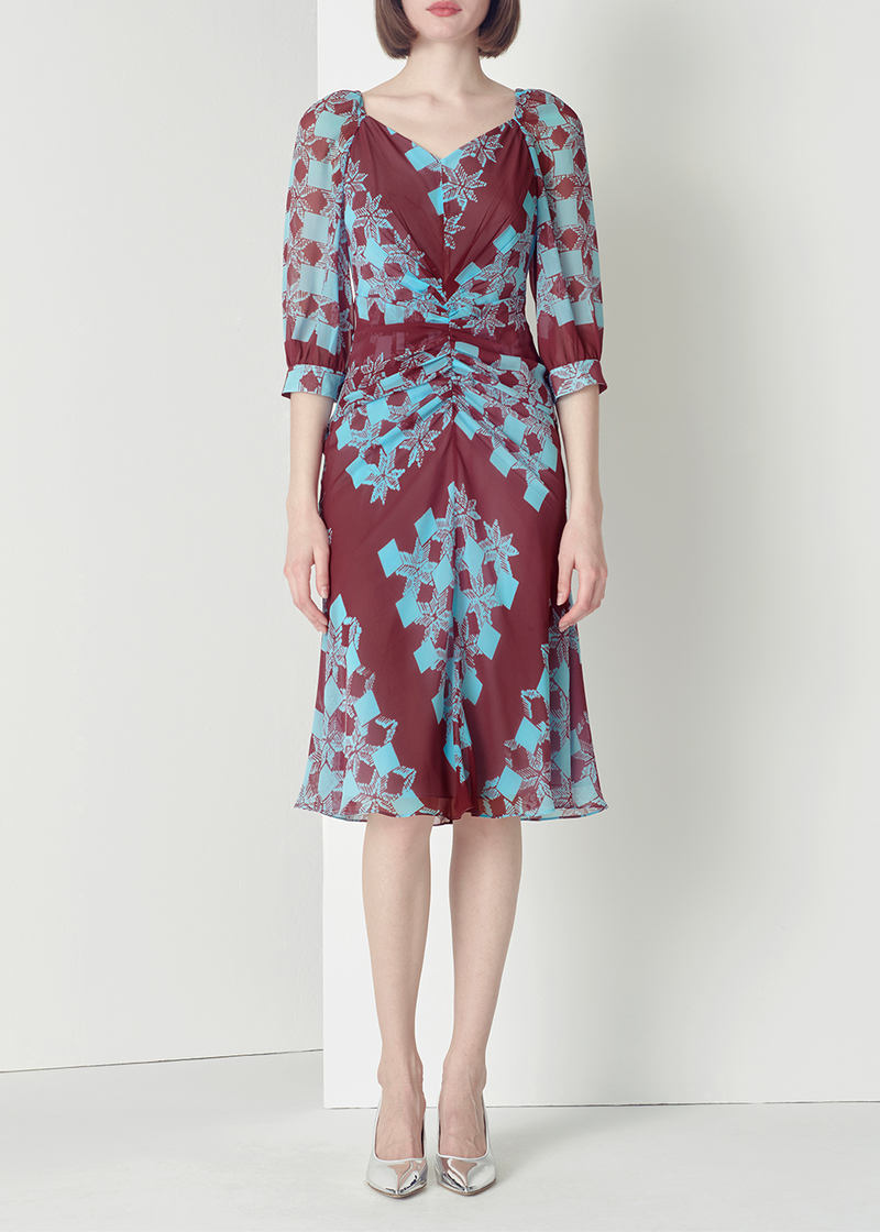 SALAZIA Pink-Blue Deep Red Mosaic Dresses