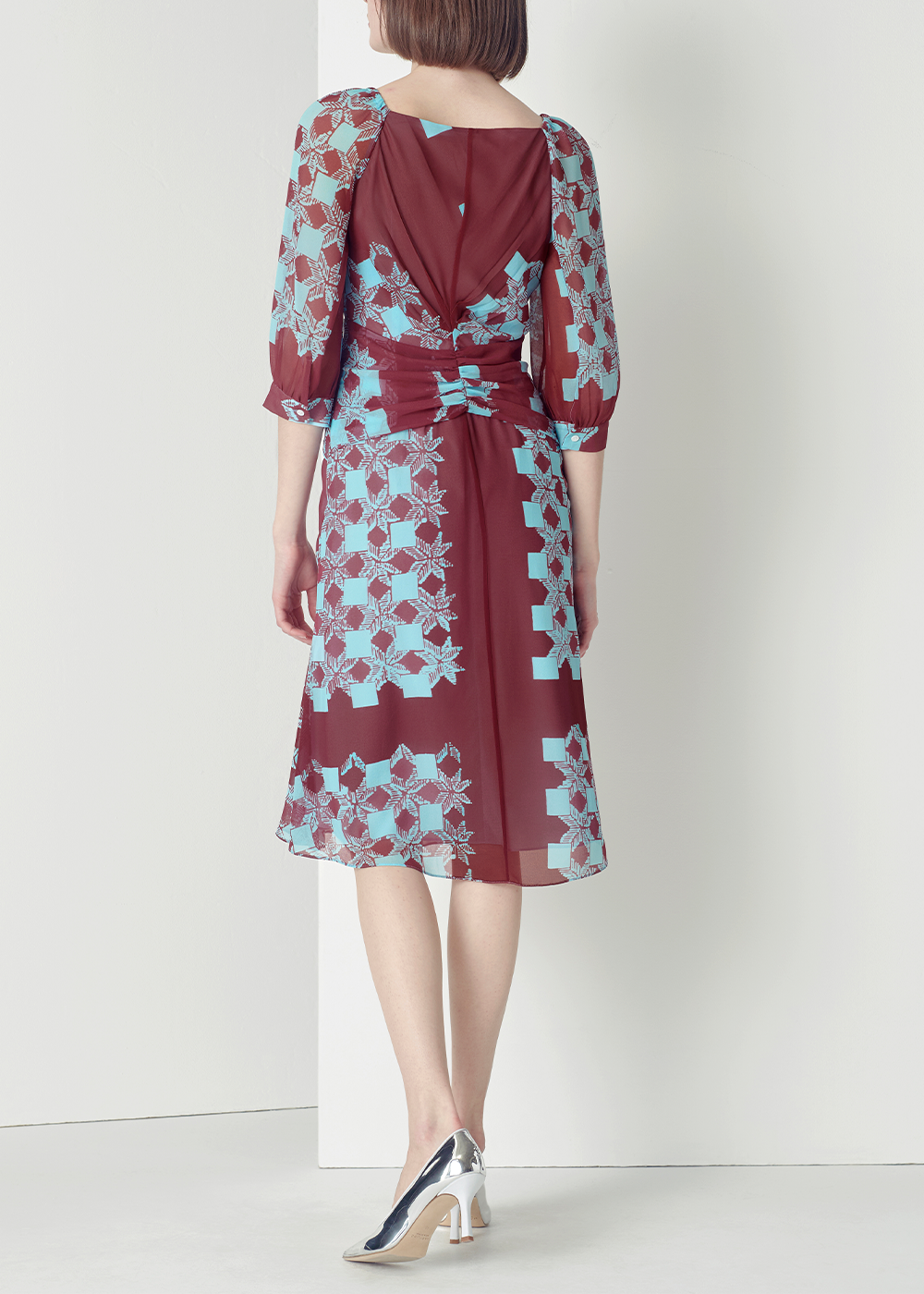 SALAZIA Pink-Blue Deep Red Mosaic Dresses