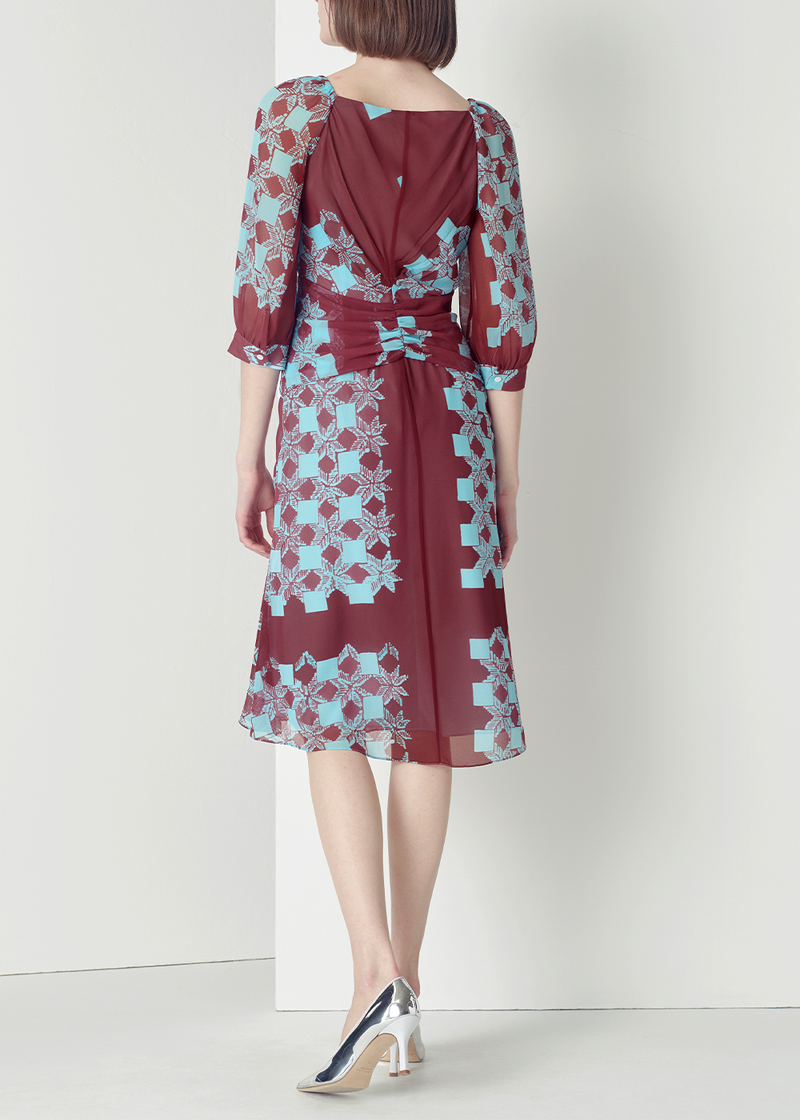 SALAZIA Pink-Blue Deep Red Mosaic Dresses