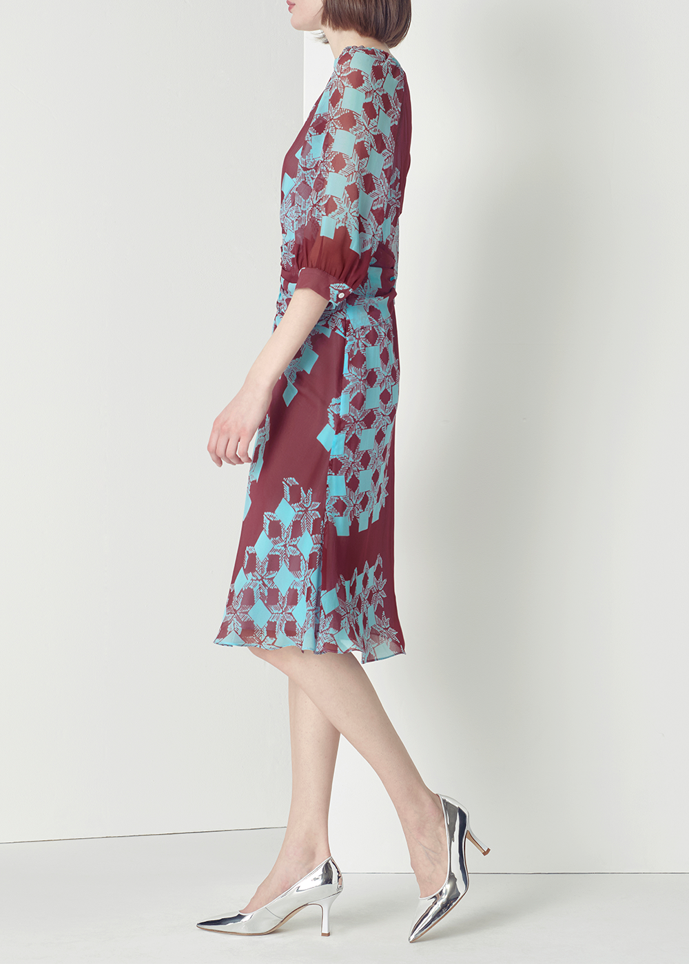 SALAZIA Pink-Blue Deep Red Mosaic Dresses