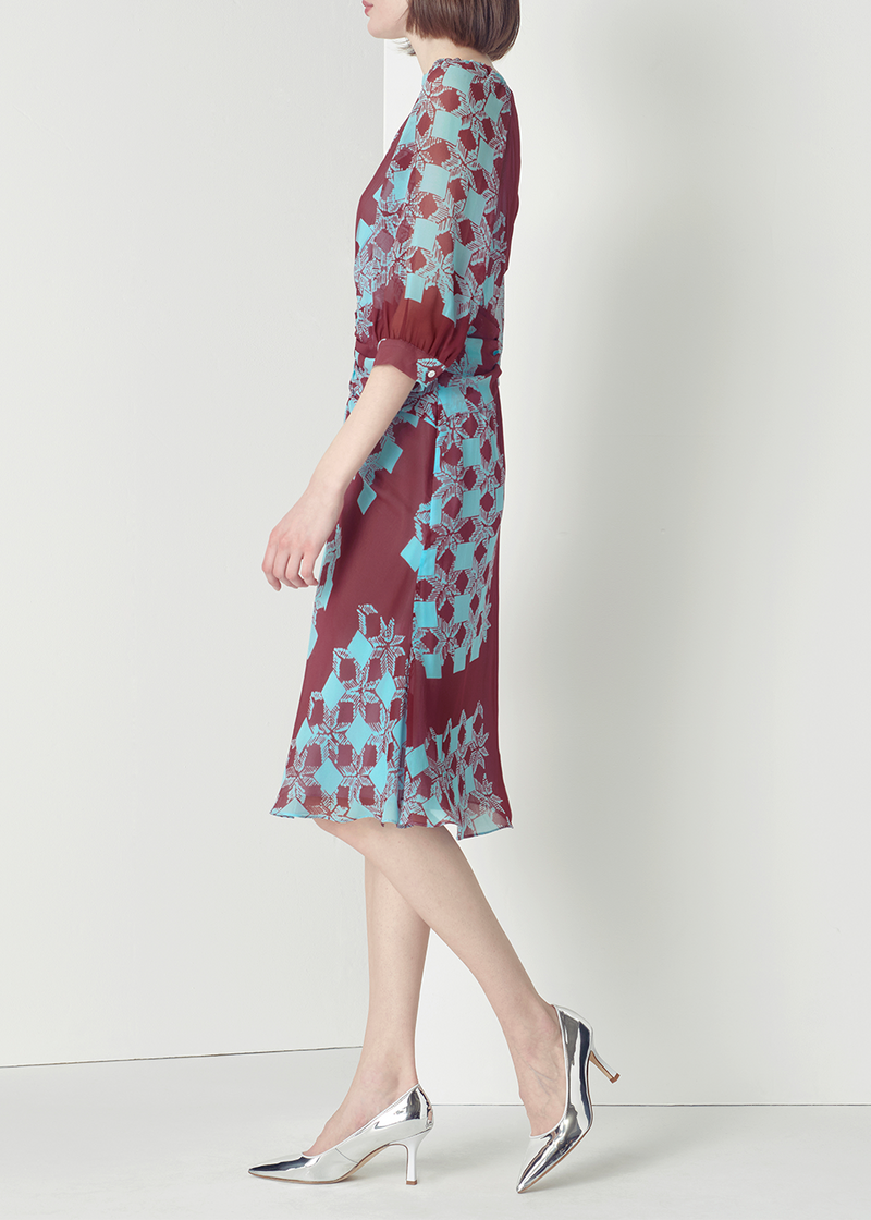 SALAZIA Pink-Blue Deep Red Mosaic Dresses