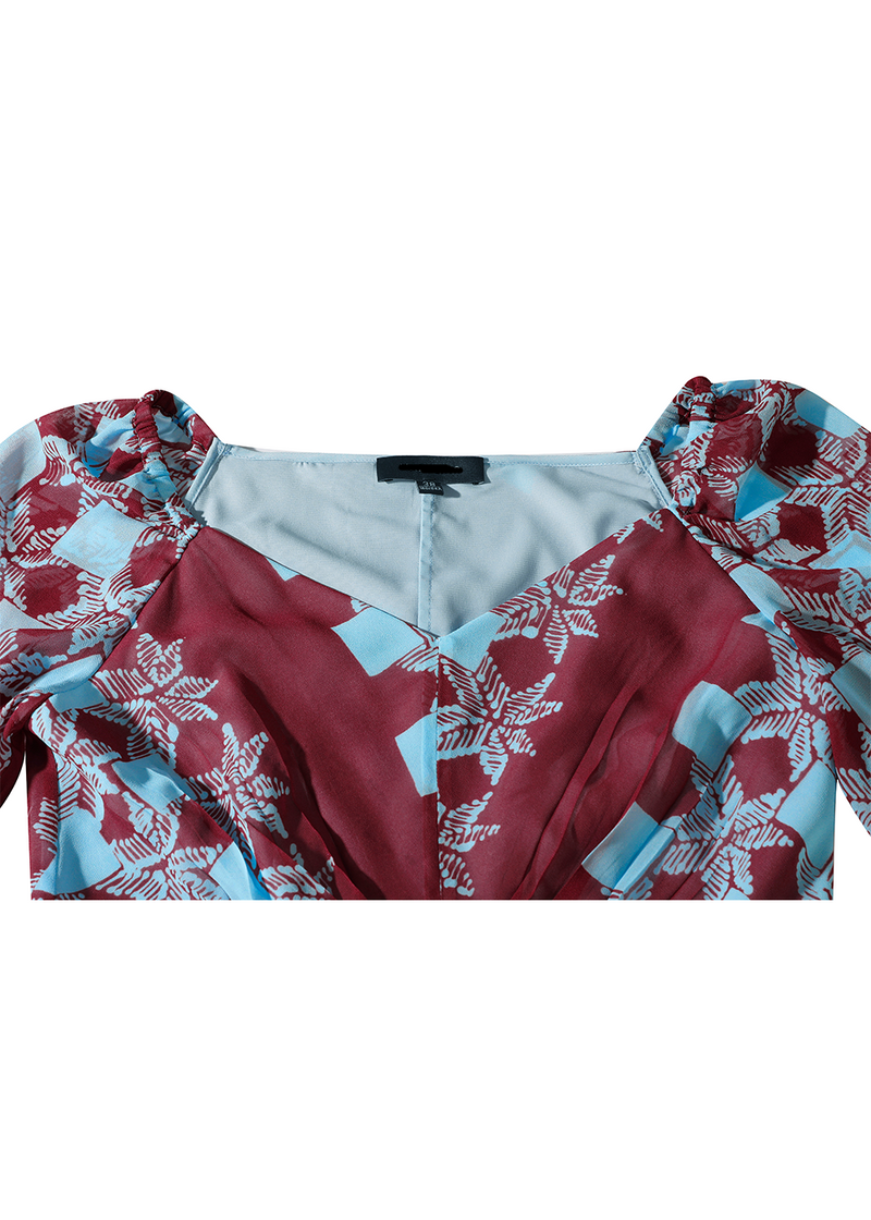 SALAZIA Pink-Blue Deep Red Mosaic Dresses
