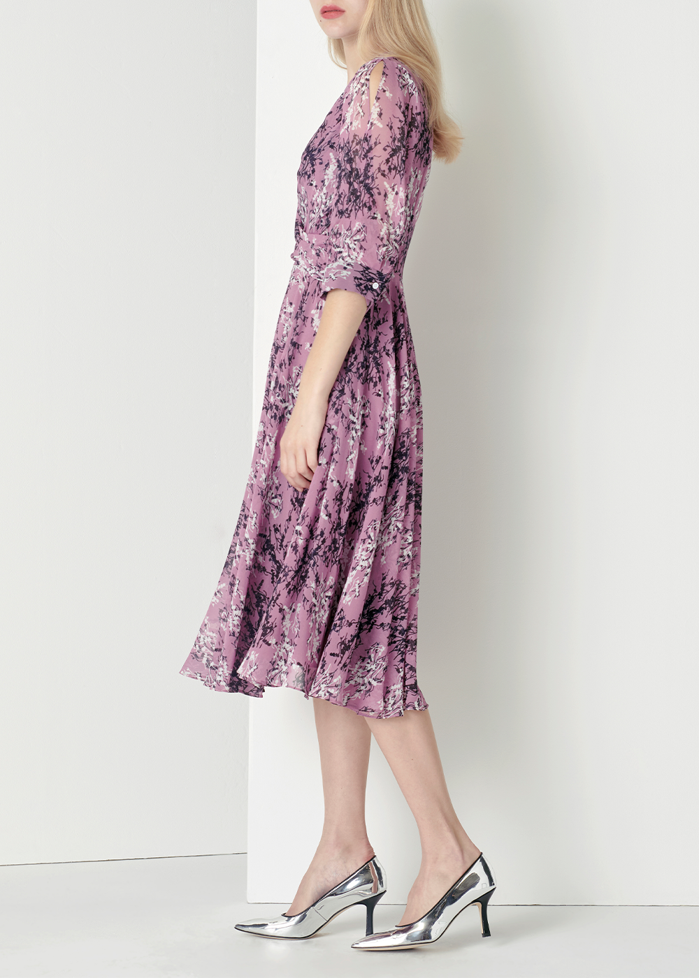SALAZIA Pink Floral Long-Sleeve Dresses