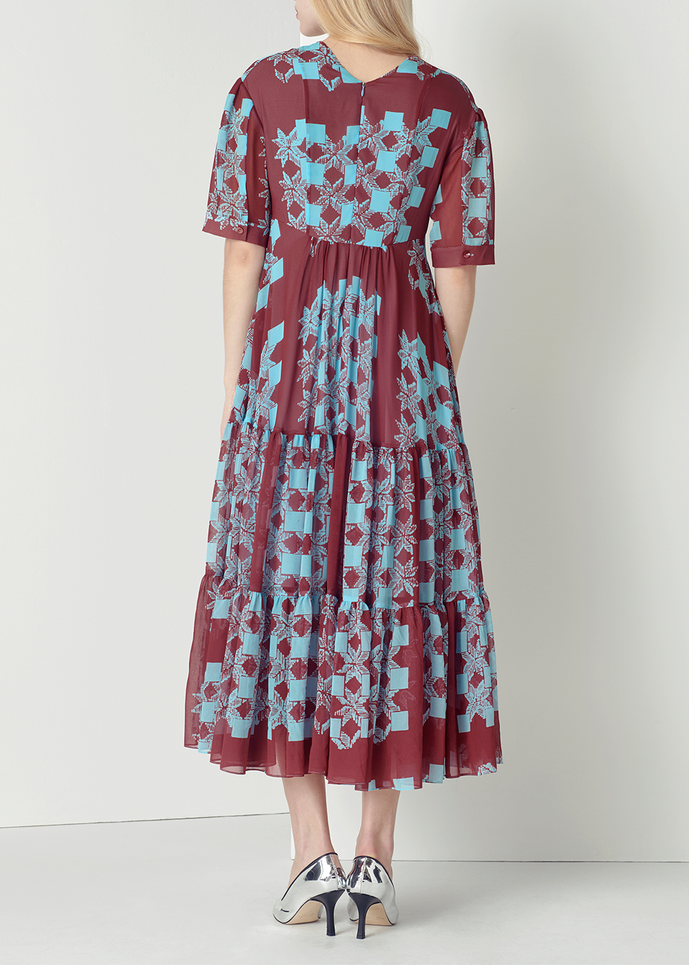 SALAZIA Pink-Blue Deep Red Mosaic Dresses