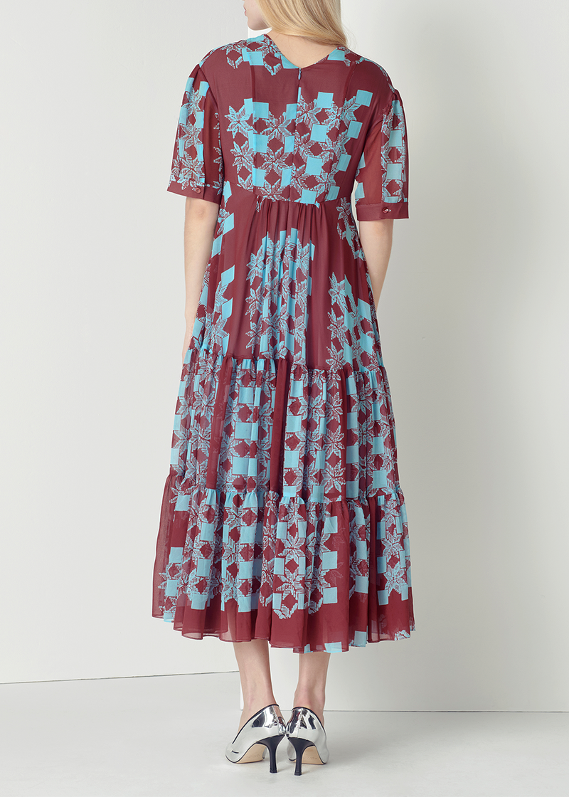 SALAZIA Pink-Blue Deep Red Mosaic Dresses