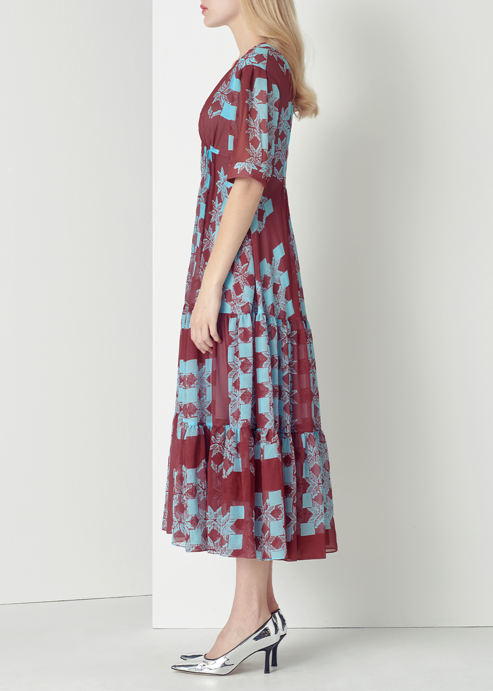 SALAZIA Pink-Blue Deep Red Mosaic Dresses
