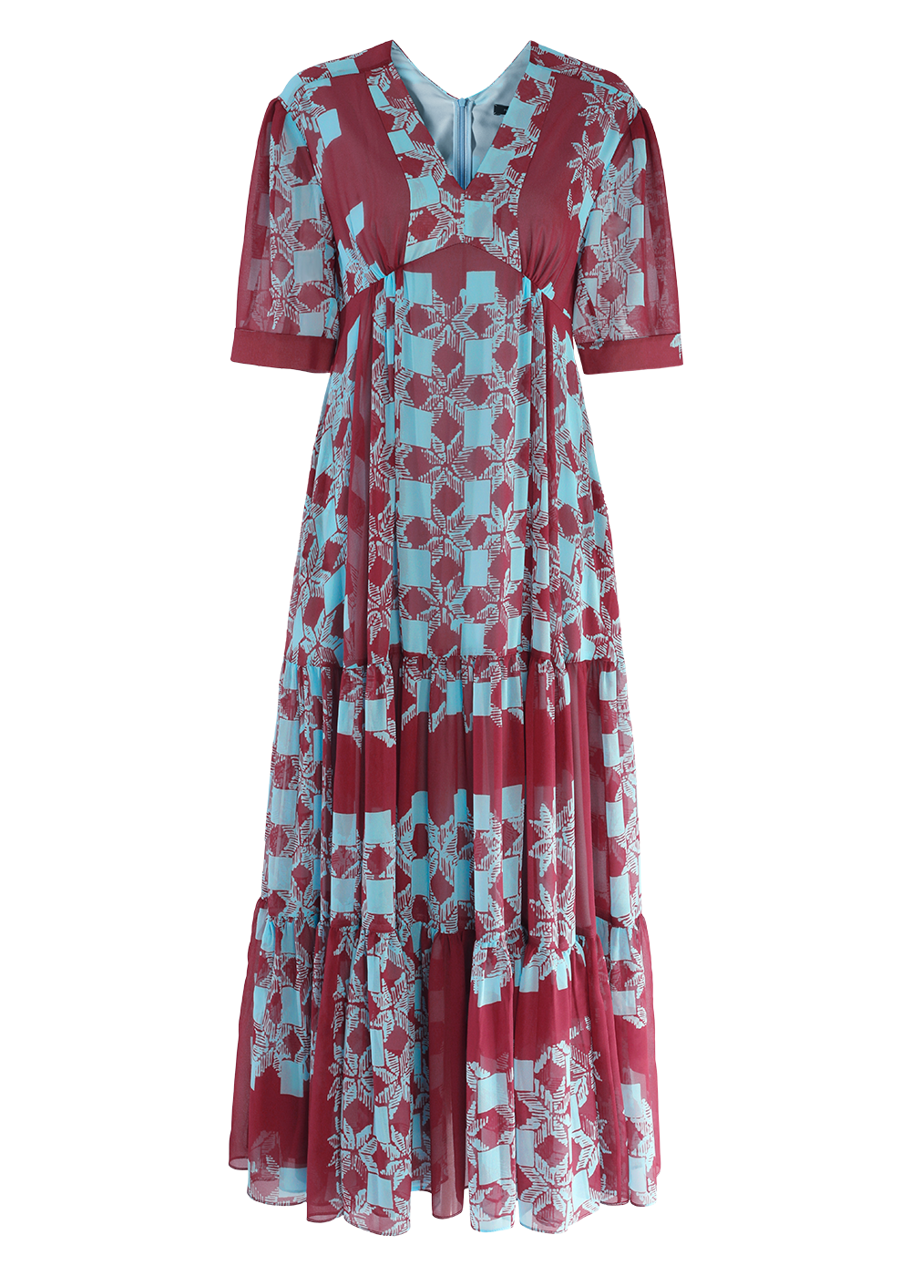 SALAZIA Pink-Blue Deep Red Mosaic Dresses