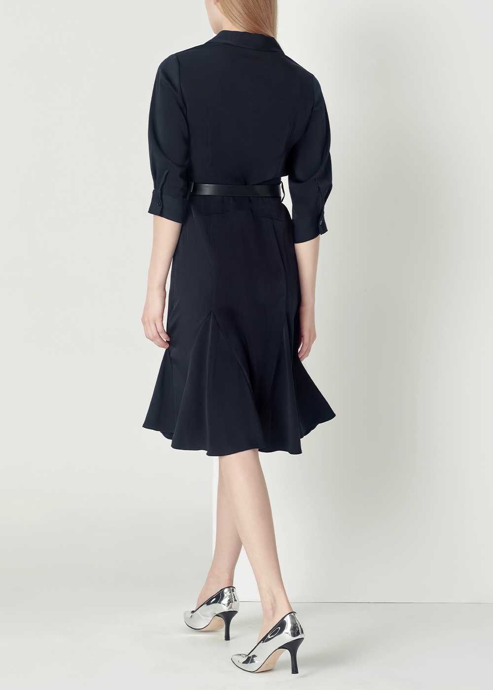 SALAZIA Deep Blue Polyester Long-Sleeve Dresses