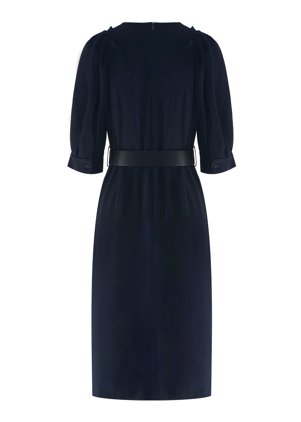 SALAZIA Deep Blue Acrylic-Blend Short-Sleeve Dresses