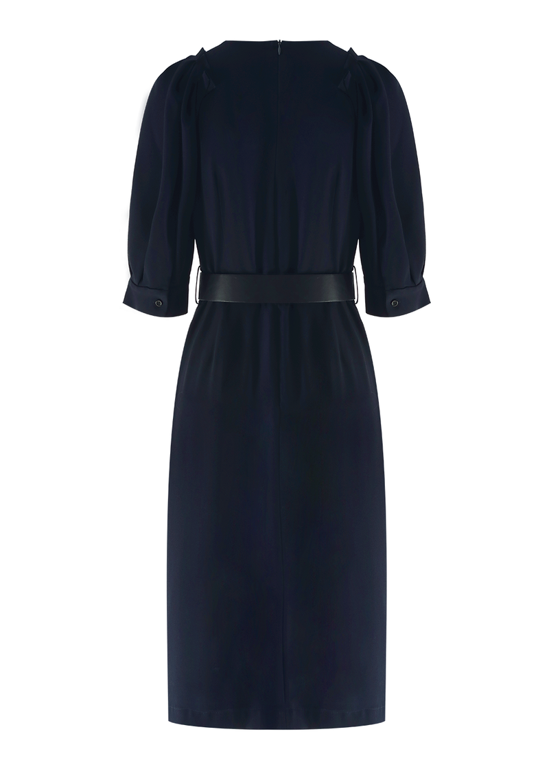 SALAZIA Deep Blue Acrylic-Blend Short-Sleeve Dresses