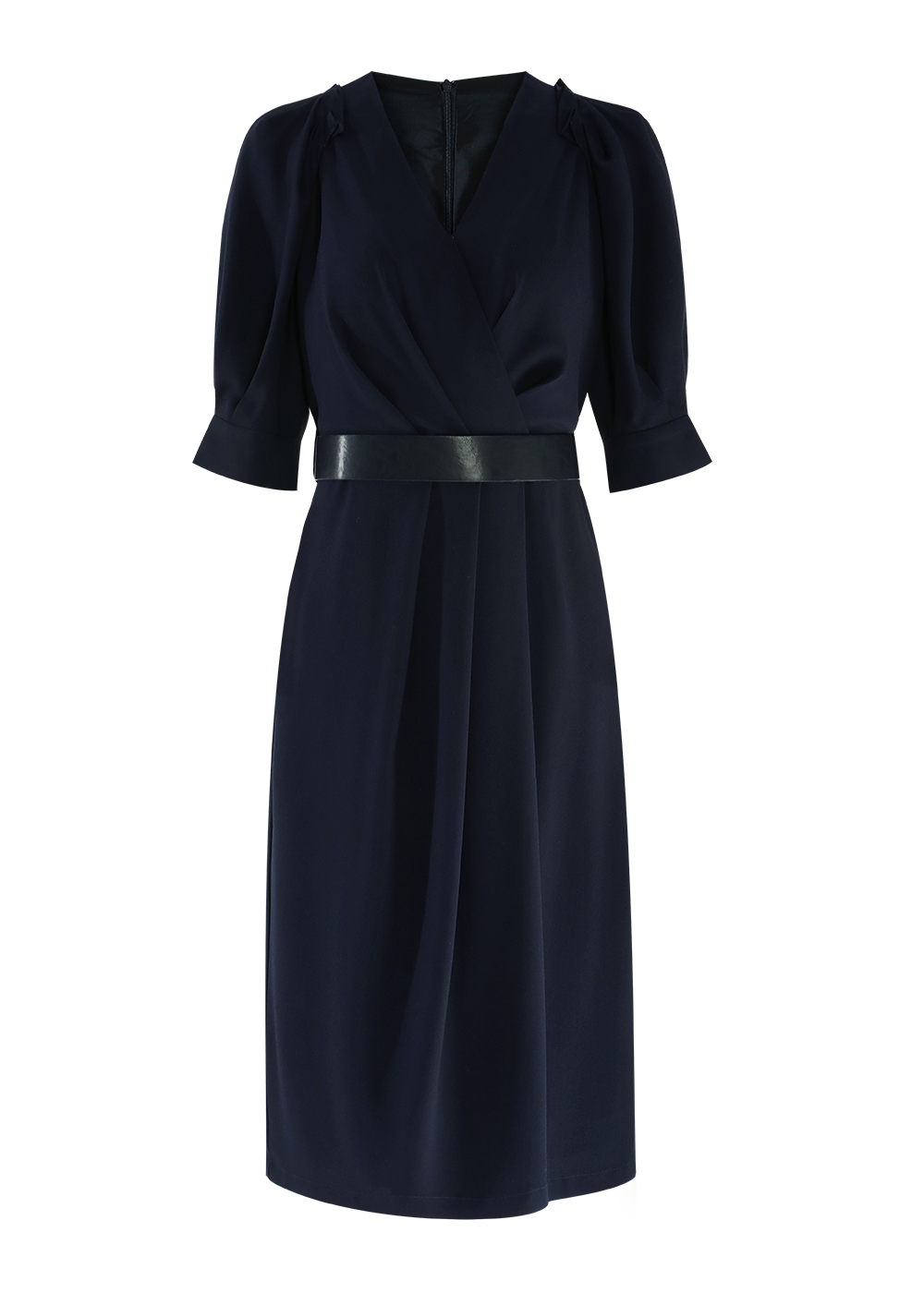 SALAZIA Deep Blue Acrylic-Blend Short-Sleeve Dresses