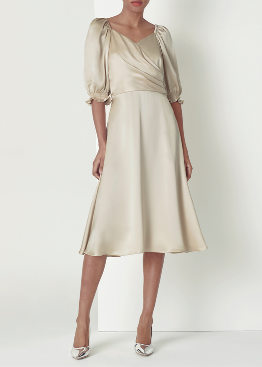 SALAZIA Warm Beige Acetate-Blend Dresses