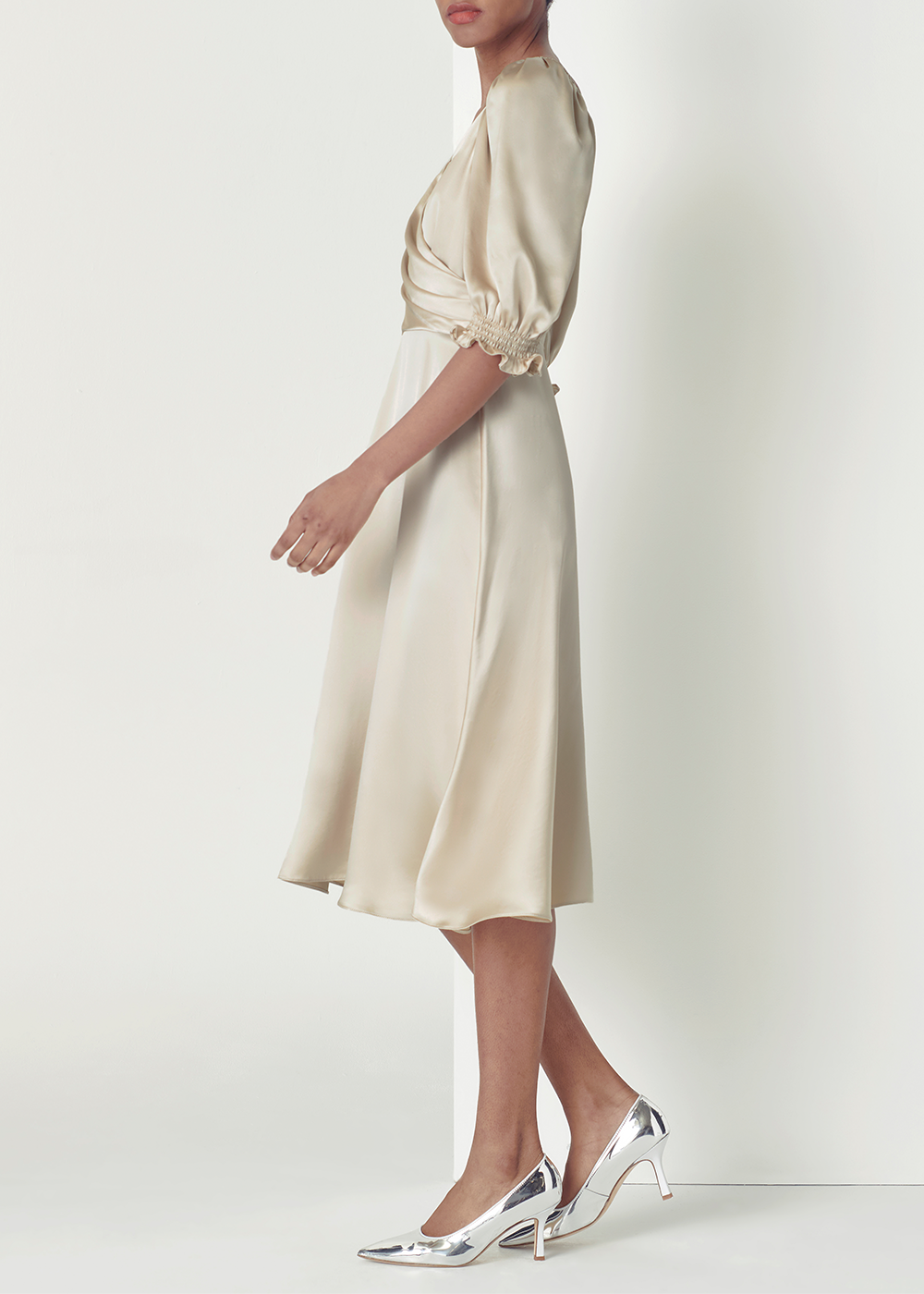 SALAZIA Warm Beige Acetate-Blend Dresses