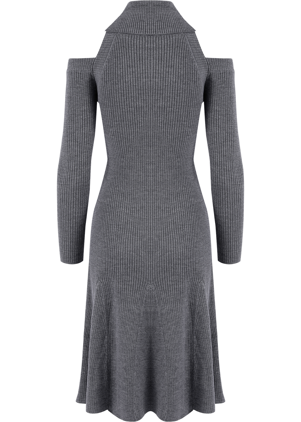 SALAZIA Gray Wool Knit Long-Sleeve Dresses