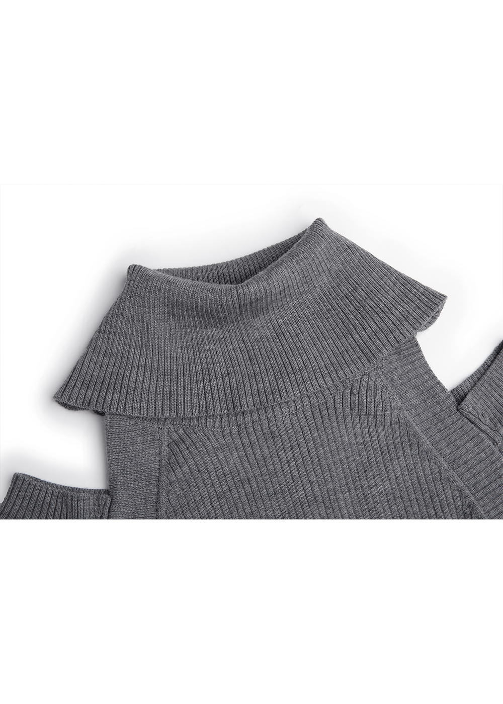 SALAZIA Gray Wool Knit Long-Sleeve Dresses
