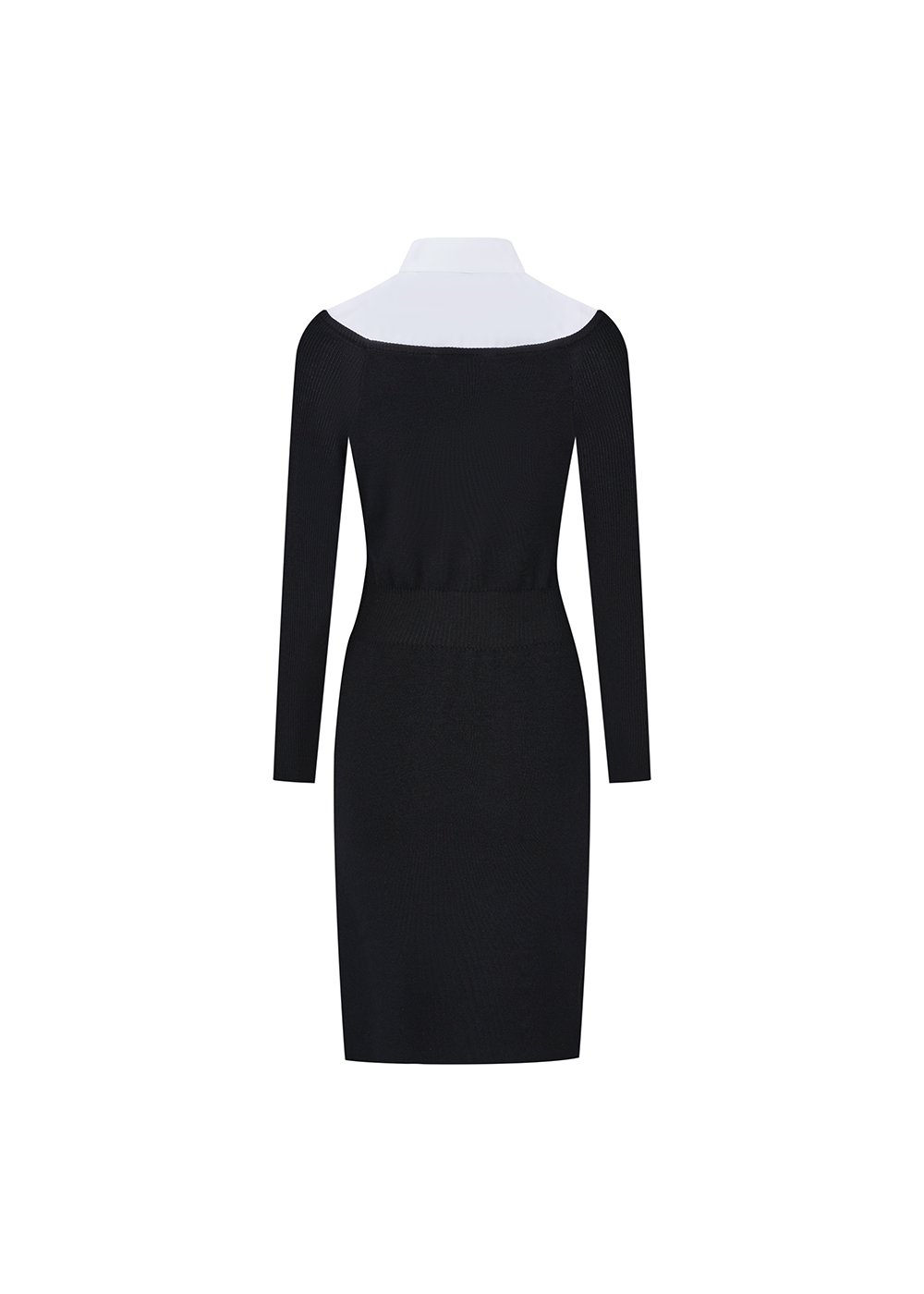 SALAZIA Black-White Contrast Knit Dresses