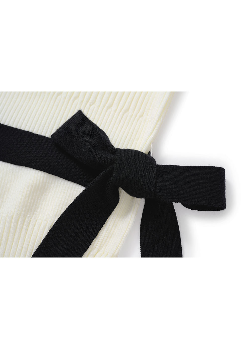 SALAZIA Black-White Colorblock Wool Knit Dresses
