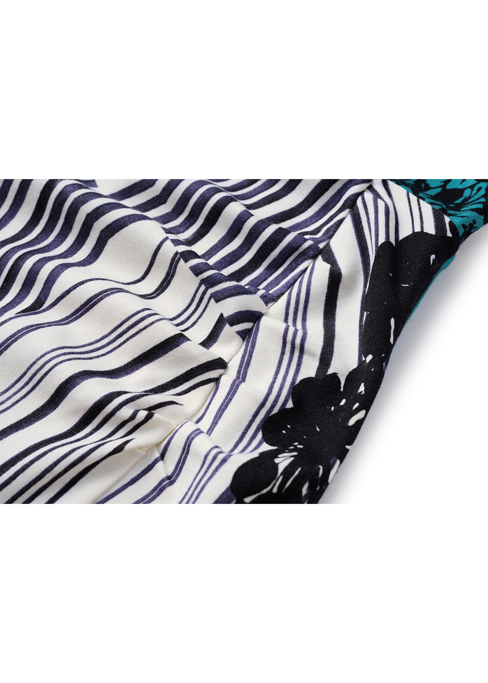 SALAZIA Turquoise Black-White Print Cotton-Modal Dresses