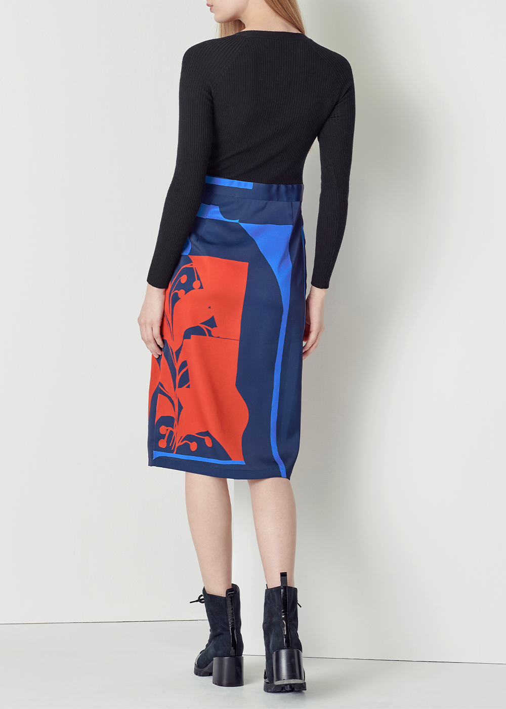 SALAZIA Deep Sea Red Flower Wool-Blend Dresses